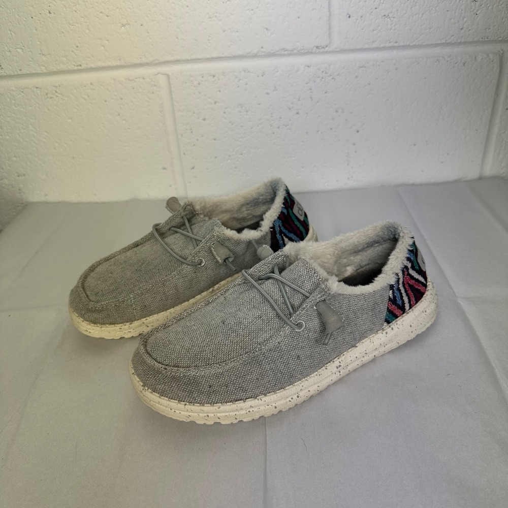 Hey Dude Wendy Funk Wool Grey Aztec Back Slip On Loafers Size‎ 6